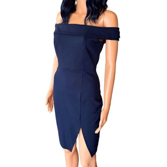 Lulus Way of Love Navy Blue Off the Shoulder Bodycon Mini Dress Size Small - Picture 5 of 7